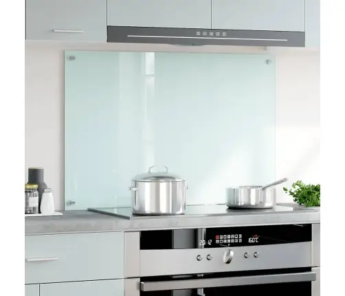 Virtuves Sienas Panelis, 90X60 Cm, Rūdīts Stikls, Balts Vidaxl