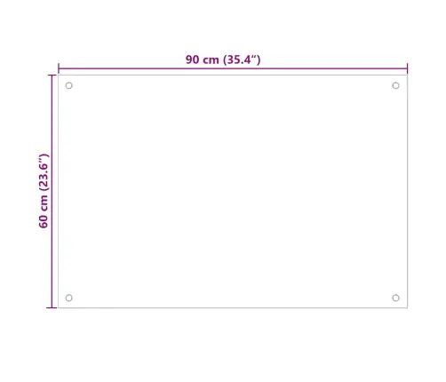 Virtuves Sienas Panelis, 90X60 Cm, Rūdīts Stikls, Balts Vidaxl