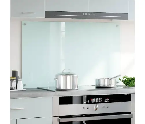 Virtuves Sienas Panelis, 100X60 Cm, Rūdīts Stikls, Balts Vidaxl