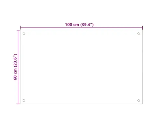 Virtuves Sienas Panelis, 100X60 Cm, Rūdīts Stikls, Balts Vidaxl