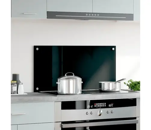 Virtuves Sienas Panelis, 80X40 Cm, Rūdīts Stikls, Melns Vidaxl