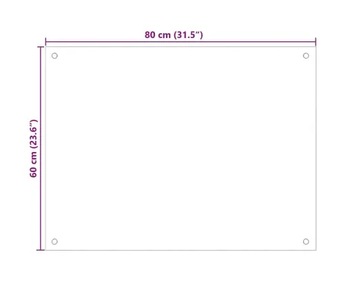 Virtuves Sienas Panelis, 80X60 Cm, Rūdīts Stikls, Melns Vidaxl