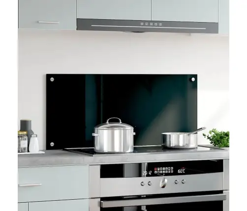 Virtuves Sienas Panelis, 90X40 Cm, Rūdīts Stikls, Melns Vidaxl