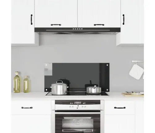 Virtuves Sienas Panelis, 90X40 Cm, Rūdīts Stikls, Melns Vidaxl