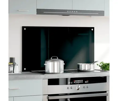 Virtuves Sienas Panelis, 90X50 Cm, Rūdīts Stikls, Melns Vidaxl