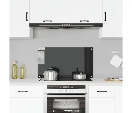 Virtuves Sienas Panelis, 90X50 Cm, Rūdīts Stikls, Melns Vidaxl