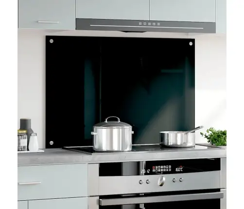 Virtuves Sienas Panelis, 90X60 Cm, Rūdīts Stikls, Melns Vidaxl