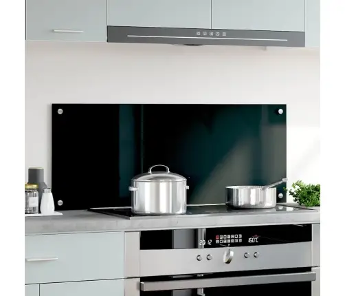 Virtuvės Sienelė, Juodos Spalvos, 100X40cm Grūdintas Stiklas