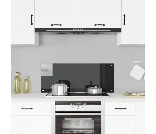 Virtuvės Sienelė, Juodos Spalvos, 100X40cm Grūdintas Stiklas