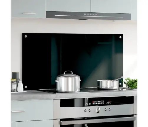 Virtuves Sienas Panelis, 100X50 Cm, Rūdīts Stikls, Melns Vidaxl