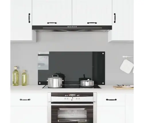 Virtuves Sienas Panelis, 100X50 Cm, Rūdīts Stikls, Melns Vidaxl