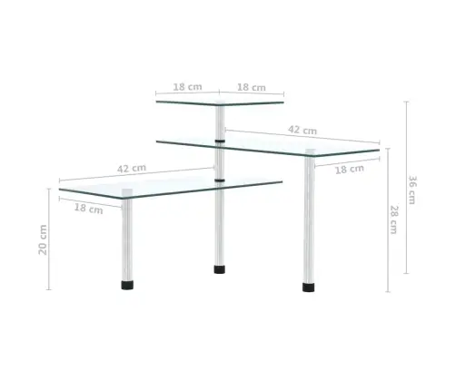 3-Līmeņu Virtuves Stūra Plaukts, Rūdīts Stikls Vidaxl