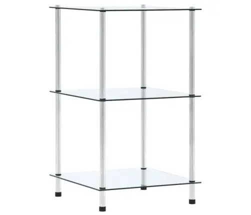3-Līmeņu Plaukts, Caurspīdīgs, 40X40X67 Cm, Rūdīts Stikls Vidaxl