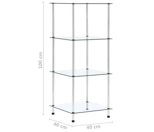 Lentyna, 4 Aukštų, Permatoma, 40X40X100cm Grūdintas Stiklas