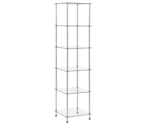 6-Līmeņu Plaukts, Caurspīdīgs, 40X40X160 Cm, Rūdīts Stikls Vidaxl