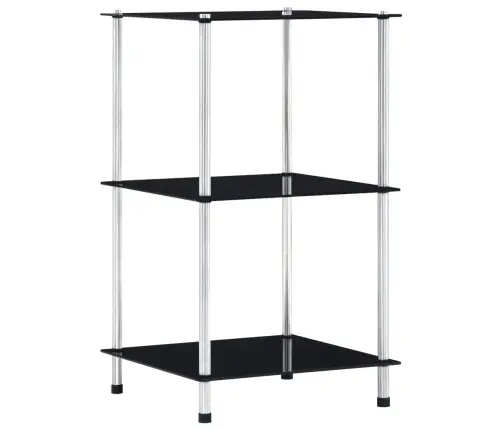 3-Līmeņu Plaukts, Melns, 40X40X67 Cm, Rūdīts Stikls Vidaxl