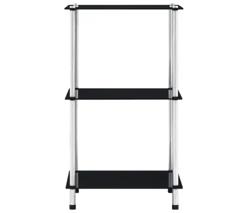 3-Līmeņu Plaukts, Melns, 40X40X67 Cm, Rūdīts Stikls Vidaxl