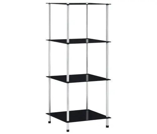 4-Līmeņu Plaukts, Melns, 40X40X100 Cm, Rūdīts Stikls Vidaxl