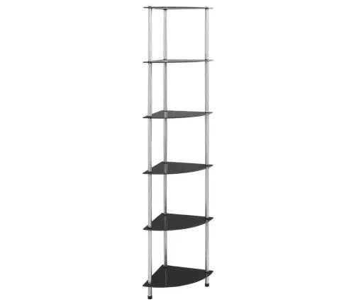 6-Līmeņu Plaukts, 30X30X160 Cm, Melns Rūdīts Stikls Vidaxl