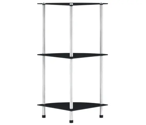 3-Līmeņu Plaukts, 30X30X67 Cm, Melns Rūdīts Stikls Vidaxl