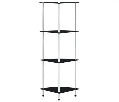 4-Līmeņu Plaukts, 30X30X100 Cm, Melns Rūdīts Stikls Vidaxl