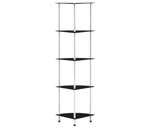 Lentyna, 5 Aukštų, Juoda, 30X30X130cm Grūdintas Stiklas