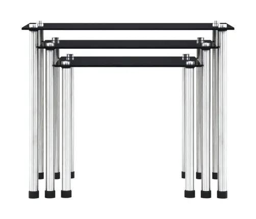 Galdiņi, Sabīdāmi Viens Zem Otra, 3 Gab., Melns Rūdīts Stikls Vidaxl