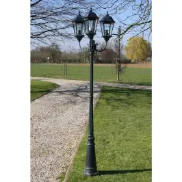 Laterna Dārzam Ar 3 Gaismām 230 Cm, Tumši Zaļa/Melna