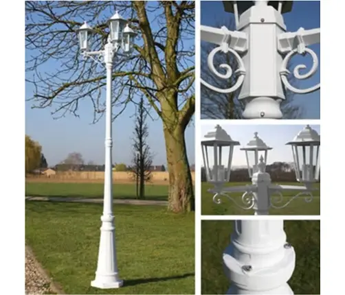 Laterna Kingston Dārzam Ar 3 Gaismām 215 Cm Balta