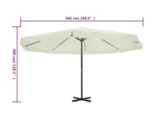 Skėtis Nuo Saulės, Baltos Spalvos, 500cm Aliuminis Skėtis Nuo Saulės, Baltos Spalvos, 500cm Aliuminis