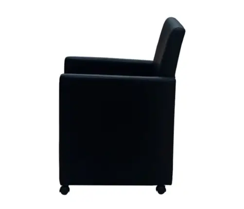 Valgomojo Kėdės, 2 Vnt., Juodos, Dirbtinė Oda