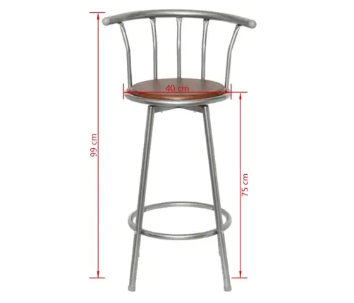 Baro Kėdės, 2 Vnt., Rudos, Plienas