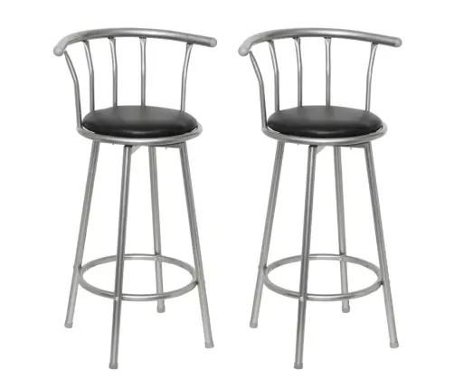 Baro Taburetės, 2 Vnt., Juodos Spalvos, Dirbtinė Oda