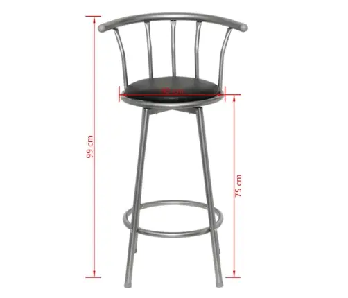 Baro Taburetės, 2 Vnt., Juodos Spalvos, Dirbtinė Oda