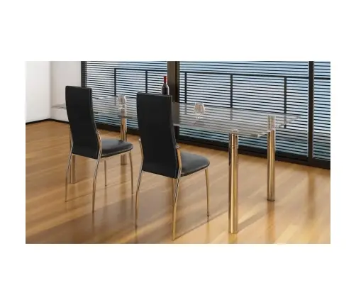 Valgomojo Kėdės, 2 Vnt., Juodos, Dirbtinė Oda