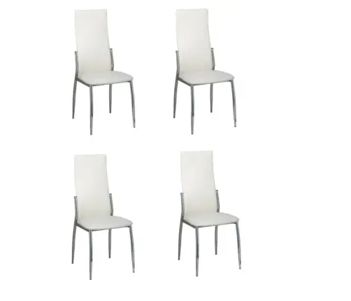 Valgomojo Kėdės, 4Vnt., Baltos Spalvos, Dirbtinė Oda