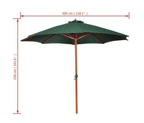 Päikesevari, Roheline, 258 Cm