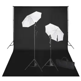 Fotostudijas Komplekts, Gaismas, Melns Fons, 600X300 Cm  Vidaxl