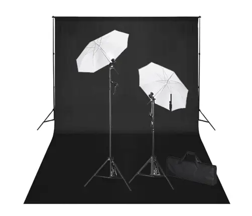 Fotostudijas Komplekts, Gaismas, Melns Fons, 600X300 Cm  Vidaxl