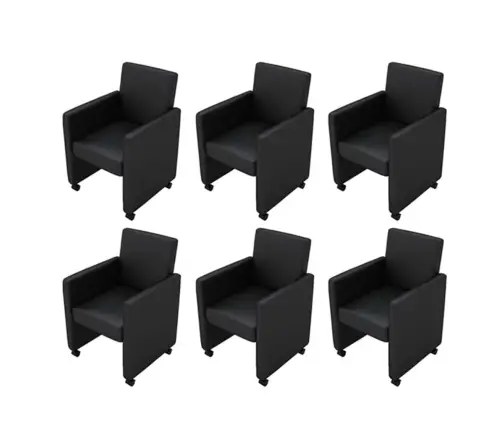 Virtuves Krēsli, 6 Gab., Melna Mākslīgā Āda Vidaxl