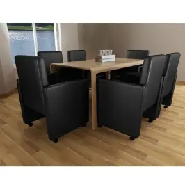 Valgomojo Kėdės, 6Vnt., Juodos Spalvos, Dirbtinė Oda
