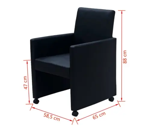 Virtuves Krēsli, 6 Gab., Melna Mākslīgā Āda Vidaxl