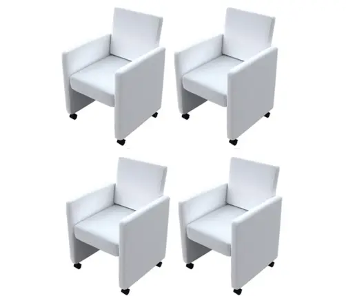 Virtuves Krēsli, 4 Gab., Balta Mākslīgā Āda Vidaxl