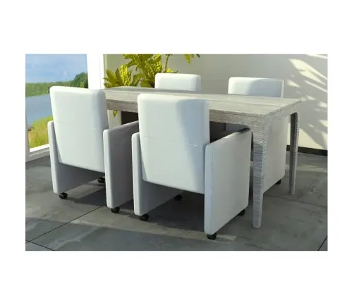 Virtuves Krēsli, 4 Gab., Balta Mākslīgā Āda Vidaxl