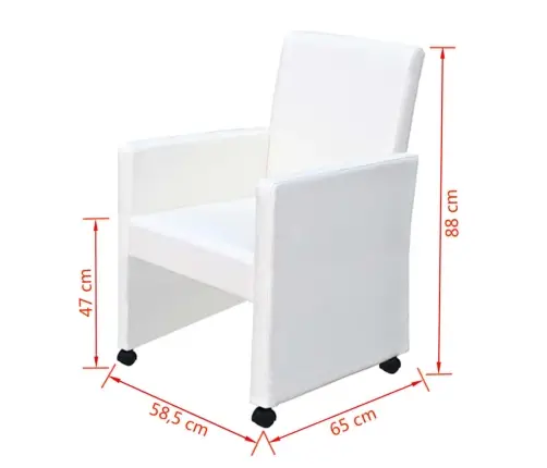 Virtuves Krēsli, 4 Gab., Balta Mākslīgā Āda Vidaxl