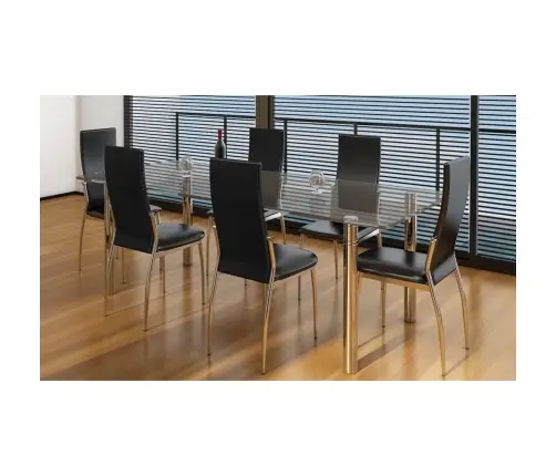 Virtuves Krēsli, 6 Gab., Melna Mākslīgā Āda Vidaxl