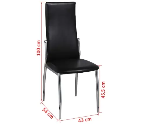 Virtuves Krēsli, 6 Gab., Melna Mākslīgā Āda Vidaxl