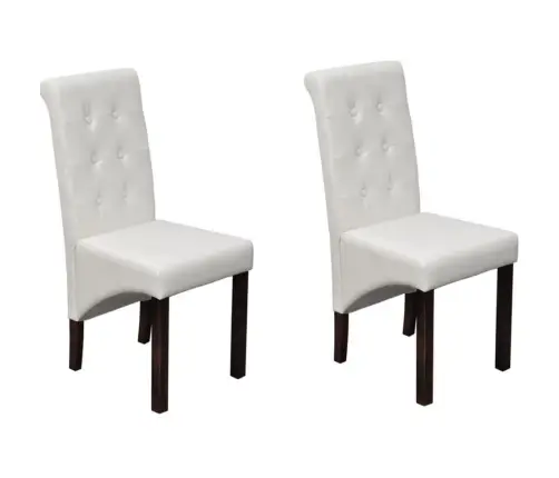 Virtuves Krēsli, 2 Gab., Balta Mākslīgā Āda Vidaxl