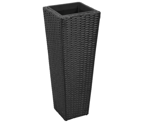 Sodo Vazonai, 3Vnt., Juodi, Poliratanas, Aukšti