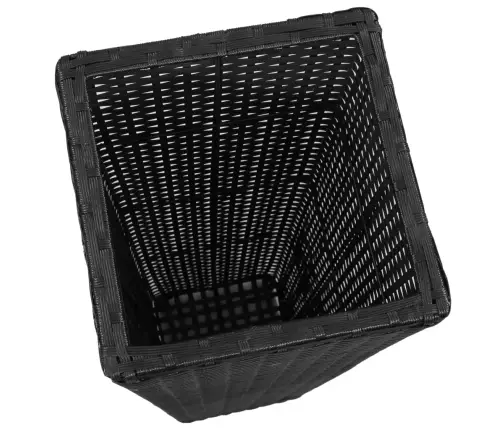 Sodo Vazonai, 3Vnt., Juodi, Poliratanas, Aukšti